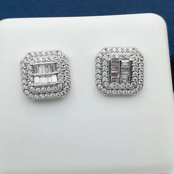 "925 Sterling Silver Plated CZ Earrings, EVBRS562 - Picture 1 of 10